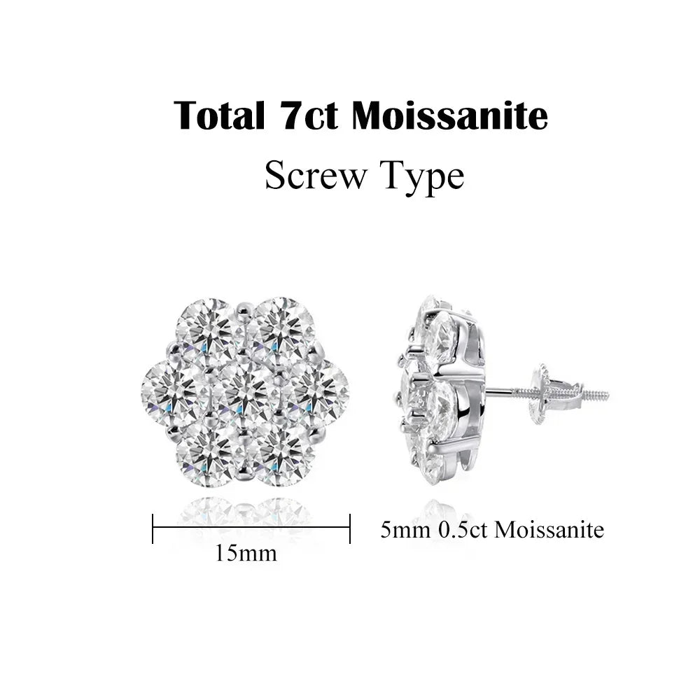 BlossomBrileon 7ct Moissanite Flower Studs – Sparkle from Every Angle! 🌸✨