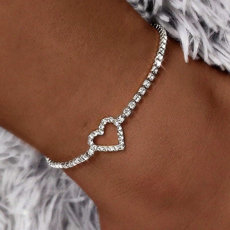 Rhinestone Chain Women's Anklets Silver Color/Gold Color - Brileon